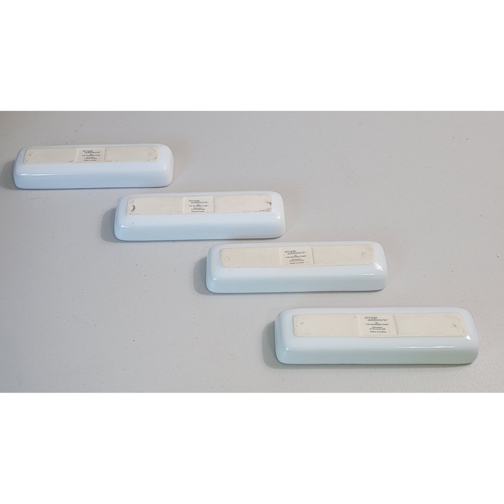 Pampered Chef Simple Additions White Ceramic Rectangular Appetizer Plates Set 4 - Picture 2 of 7